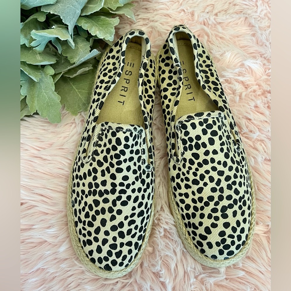 Espirit Nadine Cheetah Leopard Print Espadrille Flat Shoes Sz‎ 7.5